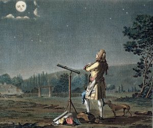 Bernard le Bovier de Fontenelle (1657-1757) contemplant la pluralité des mondes, gravé par Jean Baptiste Morret (fl.1790-1820) 1791
